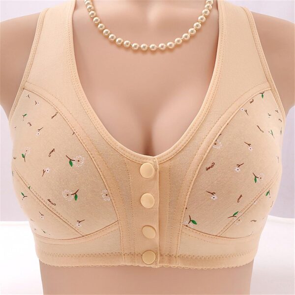 Daisy Bras for Older Women,Convenient Snap Front Close Button Cotton Bras,Full Support Wide Back No Underwire Bras - Image 4