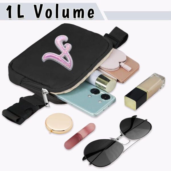 COSHAYSOO Black Belt Bag Fanny Pack Crossbody Purse Initial Letter Birthday Christmas Gifts for Mom Mother Teacher College Teen Girls Age 8 9 10 11 12 13 14 15 16 17 18 19 20 21st Year Old Stuff A - Image 6