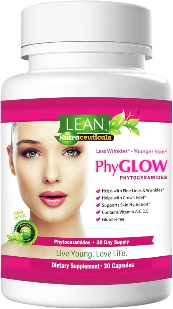 PhyGLOW Phytoceramides Ceramide Supplement with Multivitamins A, C, D, E - Skin Care Hydration Restoring Pills, Super Vegan Anti-Aging Wrinkle Support for Women and Men 30 Capsules - Image 2