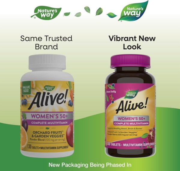 Nature's Way Alive! Women's 50+ Complete Multivitamin, Supports Healthy Heart, Brain, Bones*, B-Vitamins, Gluten Free, 130 Tablets (Packaging May Vary) - Image 3