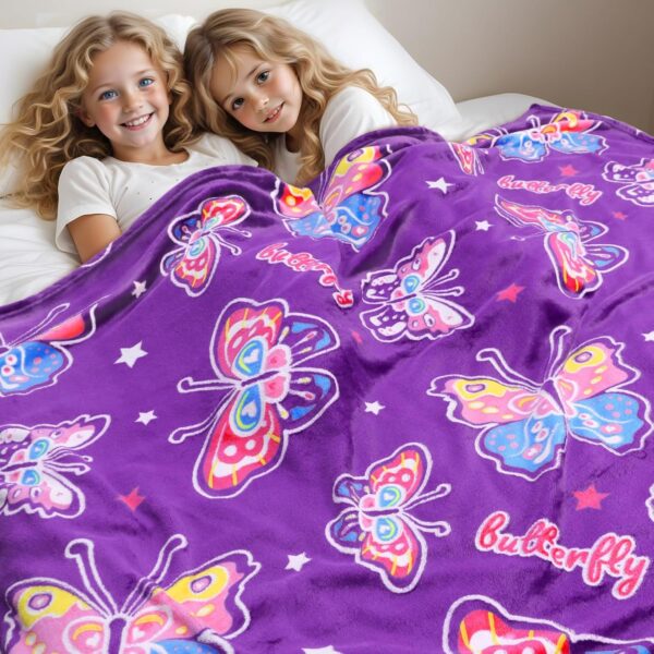 Glow in The Dark Blanket for Girls Butterfly Gifts for Women Kids Teens Soft Throw Blanket - Image 5