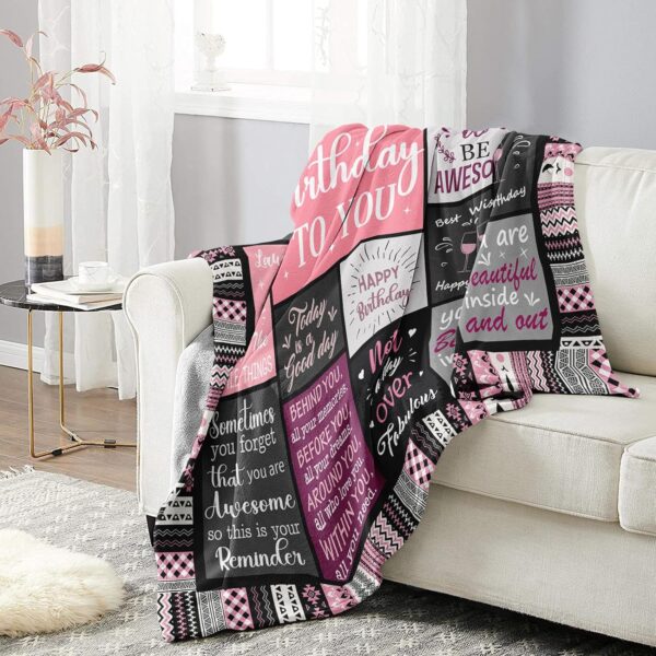 Birthday Gifts for Women Girls Throw Blanket 60"X50", Happy Birthday Decorations for Women, Gifts for Women Birthday Unique, Womens Birthday Gift Ideas for Her Friend Mom Sister Grandma Wife - Image 5