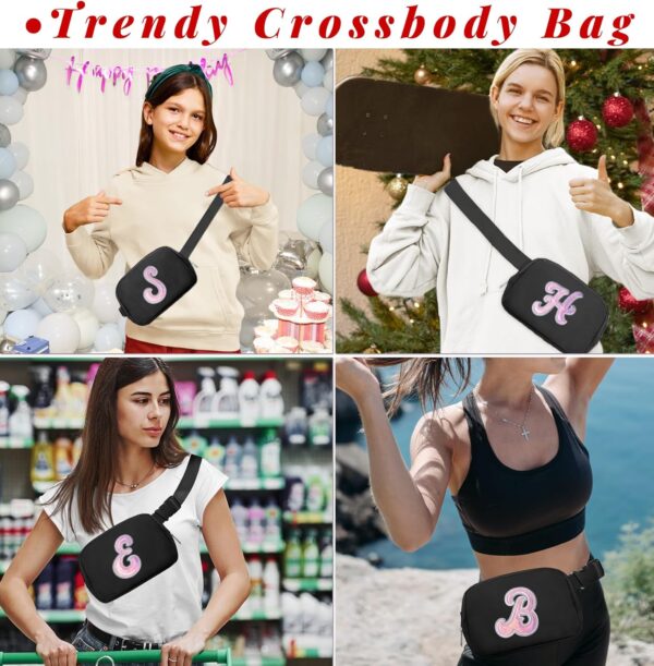 COSHAYSOO Black Belt Bag Fanny Pack Crossbody Purse Initial Letter Birthday Christmas Gifts for Mom Mother Teacher College Teen Girls Age 8 9 10 11 12 13 14 15 16 17 18 19 20 21st Year Old Stuff A - Image 7