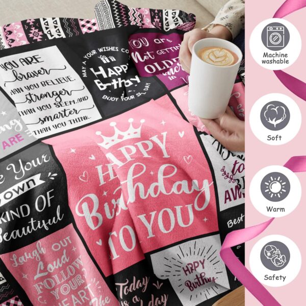 Birthday Gifts for Women Girls Throw Blanket 60"X50", Happy Birthday Decorations for Women, Gifts for Women Birthday Unique, Womens Birthday Gift Ideas for Her Friend Mom Sister Grandma Wife - Image 6