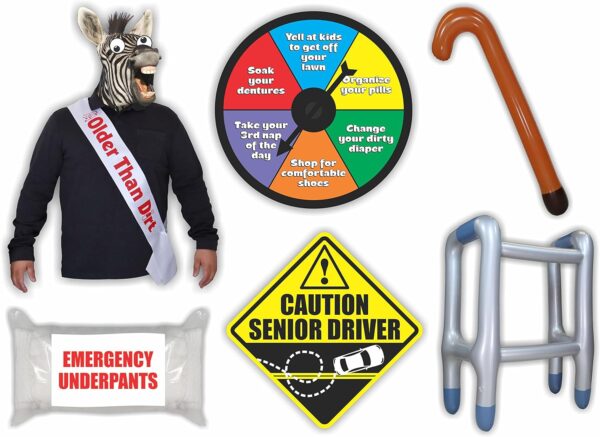 Funny Prank Gag Kit Set for Any Year Old Dad, Mom, Grandma, Grandpa, Men, Women & Even Teenagers, This Over Hill Retirement Joke for Old People Home and Office. - Image 2