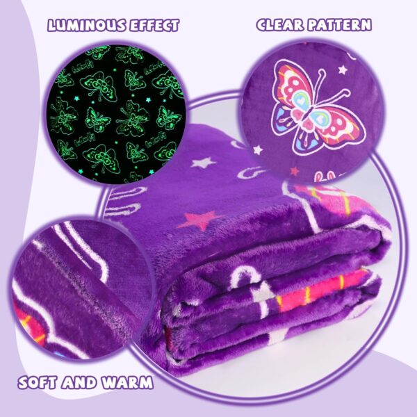 Glow in The Dark Blanket for Girls Butterfly Gifts for Women Kids Teens Soft Throw Blanket - Image 6