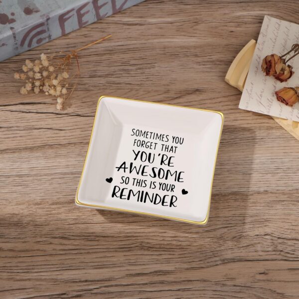 JoycuFF Inspirational Gifts for Women Ring Dish Birthday Gifts for Women Unique, Best Friends Gifts For Women Her Mom Sister Coworker Christmas You're Awesome Gifts - Image 3