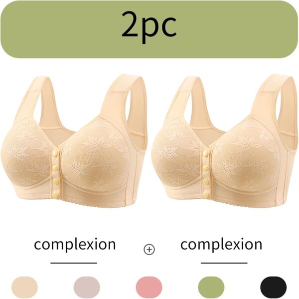 2pc Daisy Bras for Older Women Lace No Underwire Full Coverage Front Snap Bra Push Up Comfy Breathable Everyday Bra - Image 3