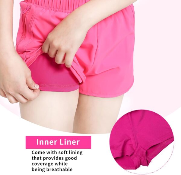 Girls Athletic Shorts with Inner Liner, Quick Dry Running Short Soccer Shorts Gym Workout Short for Age 4-14 Years - Image 4