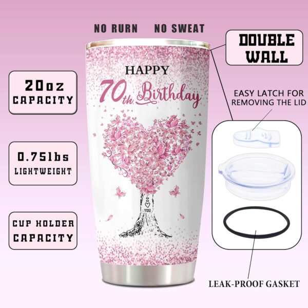 ZANIION 70th Birthday Gifts for Women Tumbler, 70th Birthday Decorations, Best Gifts for 70 Year Old Woman, 70th Birthday Gifts Mug, 70 Year Old Birthday Gift Ideas, 1953 Birthday Gifts Coffee Cup 1PC - Image 9