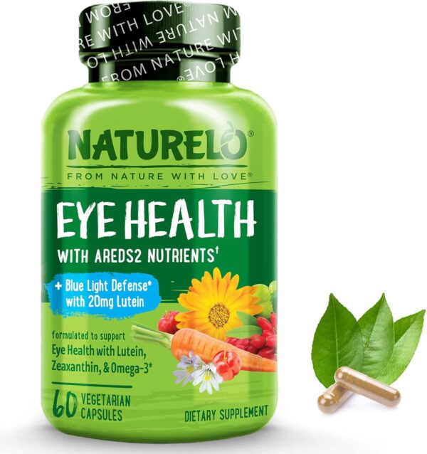 NATURELO Eye Vitamins - AREDS 2 Formula Nutrients with Lutein, Zeaxanthin, Vitamin C, E, Zinc, Plus DHA - Supplement for Dry Eyes, Healthy Vision, Eye Support - 60 Vegan Capsules - Image 2