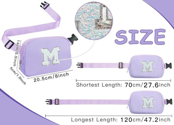 COSHAYSOO Purple Belt Bag Crossbody Initial Fanny Waist Pack Travel Birthday Graduation Christmas Gift Idea for Her Daughter Teen Girls Age 7 8 9 10 11 12 13 Trendy Preppy Girly Stuff Letter M - Image 4