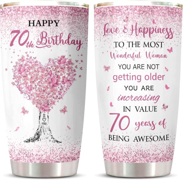 ZANIION 70th Birthday Gifts for Women Tumbler, 70th Birthday Decorations, Best Gifts for 70 Year Old Woman, 70th Birthday Gifts Mug, 70 Year Old Birthday Gift Ideas, 1953 Birthday Gifts Coffee Cup 1PC - Image 2