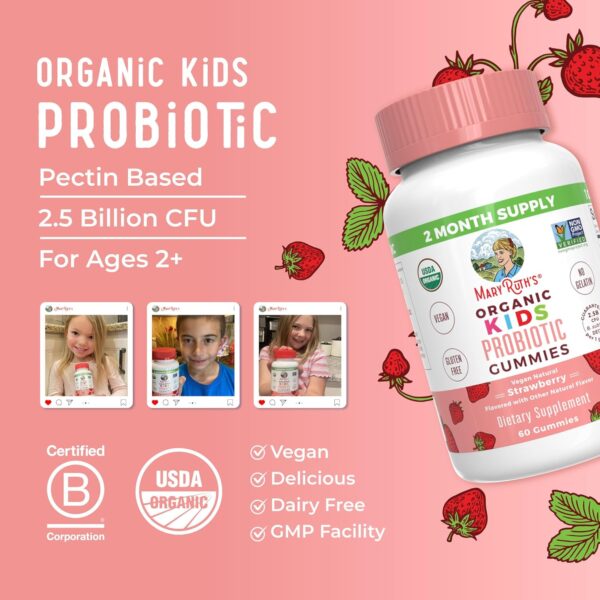 Kids Probiotics for Digestive Health | USDA Organic Probiotic Gummies | 2 Month Supply | Probiotics for Kids | Immune Support | Gut Health Supplement | Vegan | Non-GMO | Gluten Free | 60 Count - Image 5