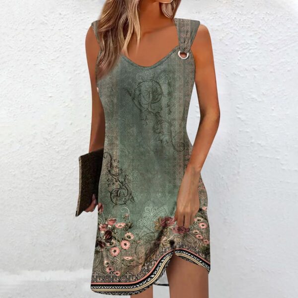 Boho Dresses for Women 2024 Summer Floral Print Slip Dress Ruched Going Out Mini Dress Sleeveless Beach Sundress - Image 3