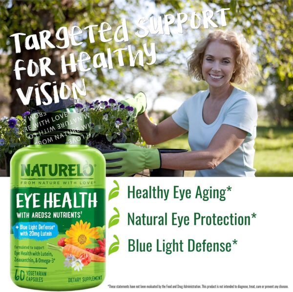 NATURELO Eye Vitamins - AREDS 2 Formula Nutrients with Lutein, Zeaxanthin, Vitamin C, E, Zinc, Plus DHA - Supplement for Dry Eyes, Healthy Vision, Eye Support - 60 Vegan Capsules - Image 7