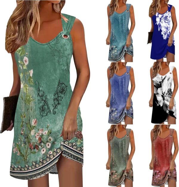 Boho Dresses for Women 2024 Summer Floral Print Slip Dress Ruched Going Out Mini Dress Sleeveless Beach Sundress - Image 4