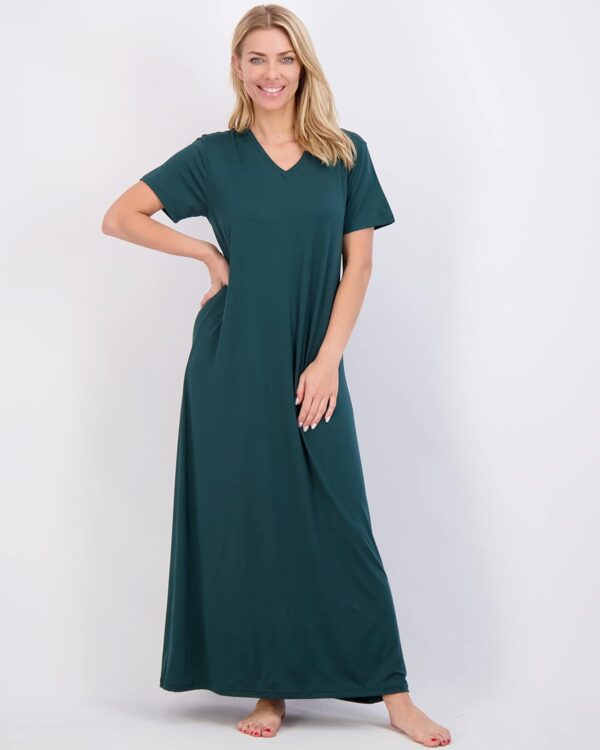 Real Essentials 3 Pack: Women's Soft Maxi Long Nightshirt Short Sleeve Soft Nightgown Sleep Dress (Available in Plus Size) - Image 6