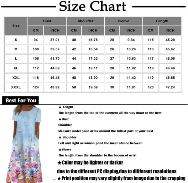 Women Summer Casual Dress Short Sleeve Crewneck Print Swing Beach Dresses 2024 Boho Tshirt Dress - Image 6