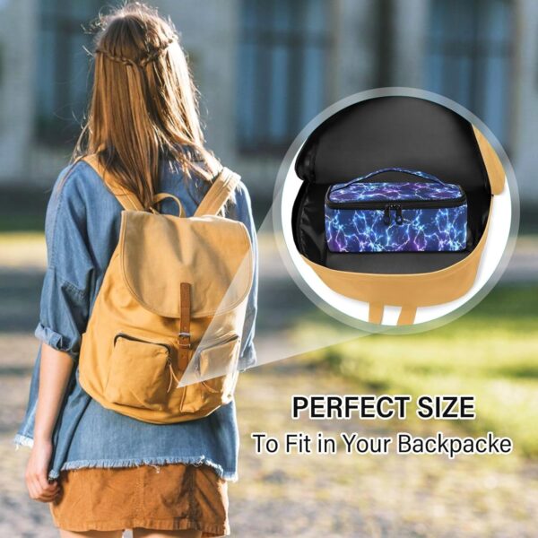 Small Lunch Bag Blue Electric Lightning Little Insulated Lunch Box for Women Men ​Mini Kids Lunchbag Snack Container Portable Cooler Bag - Image 6