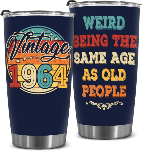 60th Birthday Gifts For Men Women - 1964 Birthday Gifts For Men Women - 60th Tumbler - Gifts For Men Women Turning 60-60 Year Old Gifts For Man, Woman, Mom, Dad, Wife, Husband Tumbler 20OZ - Image 2