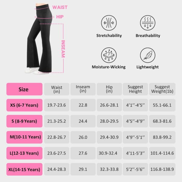 BIG ELEPHANT Girl's Flare Leggings with Pockets, Kids Bootcut Yoga Pants, High Waisted Bell Bottoms for Dance - Image 6