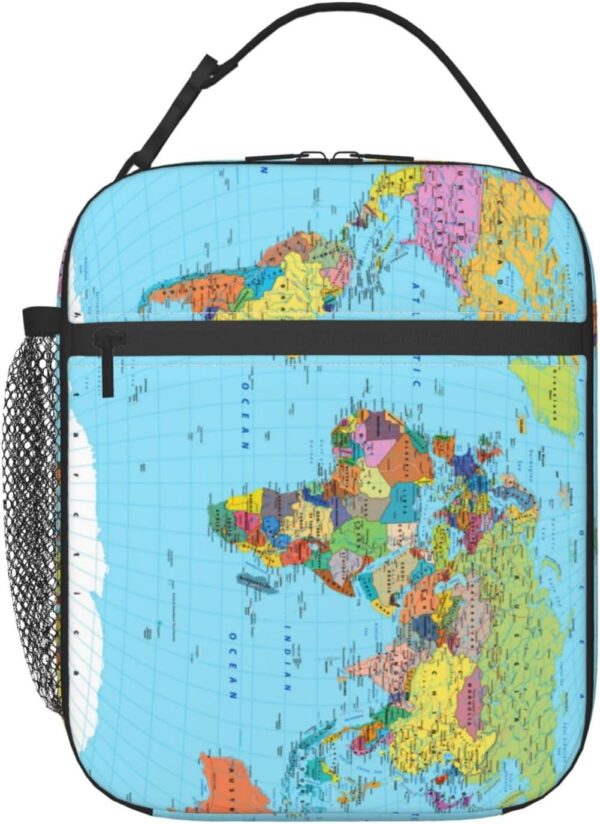 World Map Lunch Box Reusable Insulation Lunch Bag Ice Packs Containers Tote Handbag For Women Men Teens Girls - Image 2