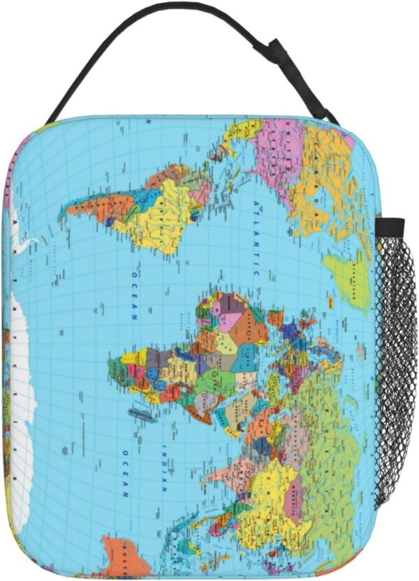 World Map Lunch Box Reusable Insulation Lunch Bag Ice Packs Containers Tote Handbag For Women Men Teens Girls - Image 4