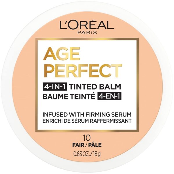 L'Oreal Paris Age Perfect 4-in-1 Tinted Face Balm Foundation with Firming Serum, Fair 10, 0.61 Ounce - Image 2