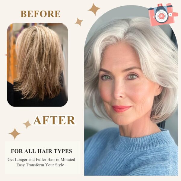 Short Grey Curly Layered Wig For Women Over 50 Side Part Bob Curly Layered Cut Wig For Fashion Old Lady Glueless Adult Curly Layered Cut Wig Synthetic Wig For Daily Use (7350A-Silver) - Image 4