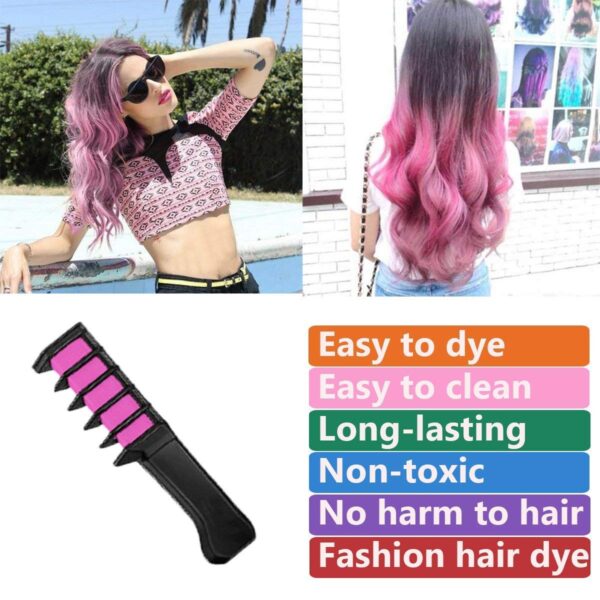 New Hair Chalk Comb Temporary Hair Color Dye for Girls Kids, Washable Hair Chalk for Girls Age 4 5 6 7 8 9 10-12 Birthday Halloween Christmas Cosplay Hair DIY Party - Image 7