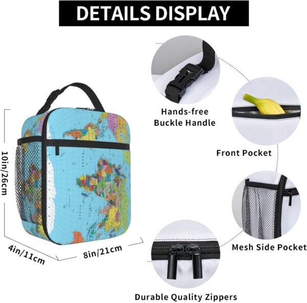 World Map Lunch Box Reusable Insulation Lunch Bag Ice Packs Containers Tote Handbag For Women Men Teens Girls - Image 7