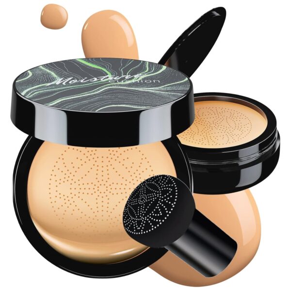 Mushroom Head Air Cushion CC Cream - BB Cream Foundation Makeup Moisturizing Concealer Long-Lasting, Cushion Foundation Full Coverage Self Adjusting for Mature Skin & All Skin Types (Buff Beige) - Image 2