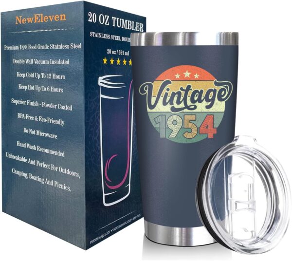 NewEleven 70th Birthday Gifts For Men Women - 1954 70th Birthday Decorations For Men Women - Gifts For Men Women Turning 70-70 Year Old Gifts For Men, Women - 20 Oz Tumbler - Image 3