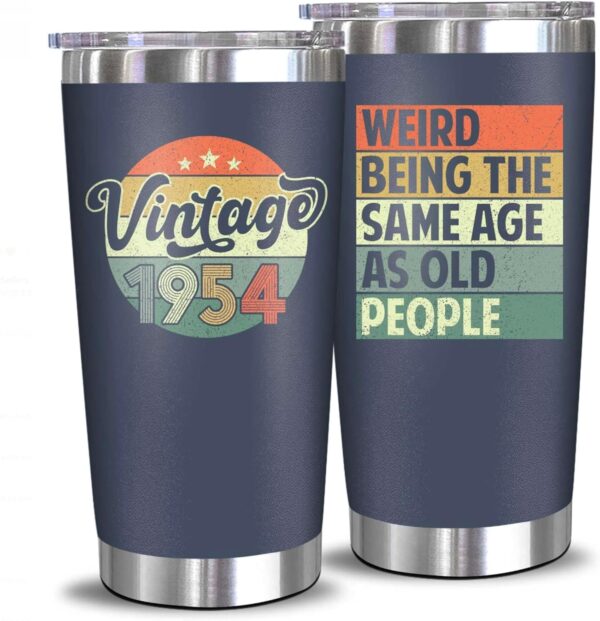 NewEleven 70th Birthday Gifts For Men Women - 1954 70th Birthday Decorations For Men Women - Gifts For Men Women Turning 70-70 Year Old Gifts For Men, Women - 20 Oz Tumbler - Image 2