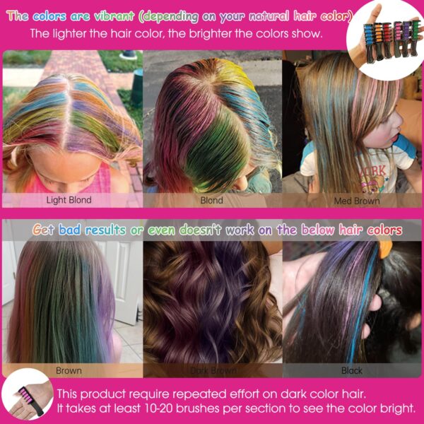 New Hair Chalk Comb Temporary Hair Color Dye for Girls Kids, Washable Hair Chalk for Girls Age 4 5 6 7 8 9 10-12 Birthday Halloween Christmas Cosplay Hair DIY Party - Image 6