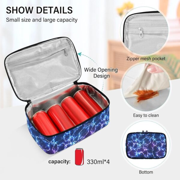 Small Lunch Bag Blue Electric Lightning Little Insulated Lunch Box for Women Men ​Mini Kids Lunchbag Snack Container Portable Cooler Bag - Image 5