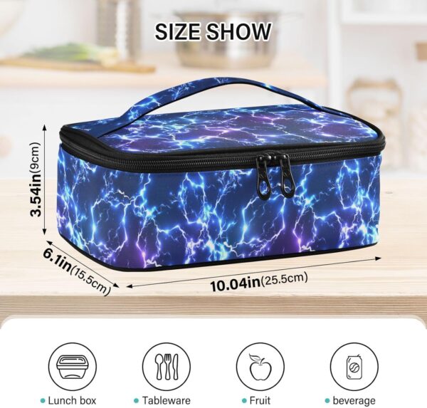 Small Lunch Bag Blue Electric Lightning Little Insulated Lunch Box for Women Men ​Mini Kids Lunchbag Snack Container Portable Cooler Bag - Image 4