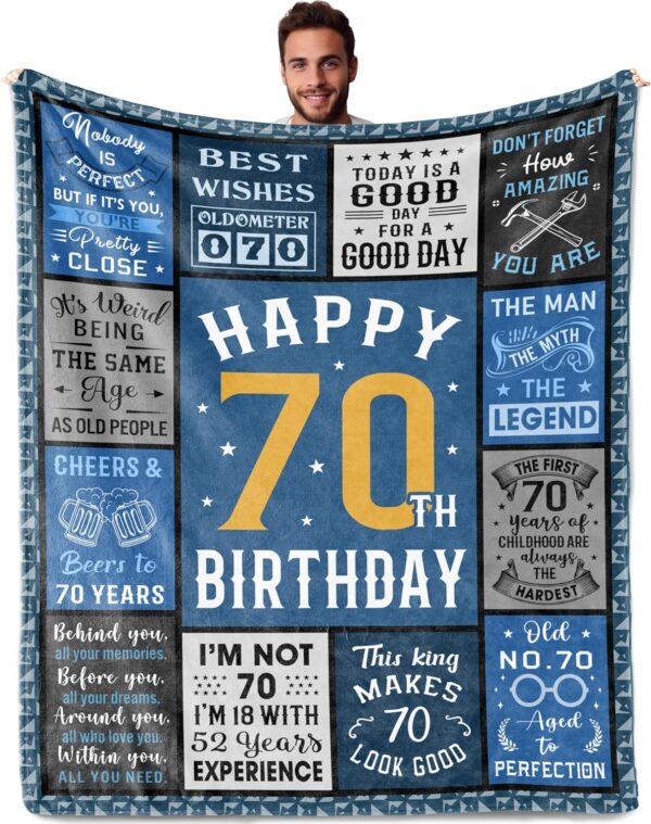 70th Birthday Gifts for Men, Best 70th Birthday Gifts for Men, 70 Year Old Birthday Gifts for Men, Funny 70th Birthday Gift Ideas for Men, 1954 70th Birthday Gifts for Men Blanket 50"X60" - Image 2