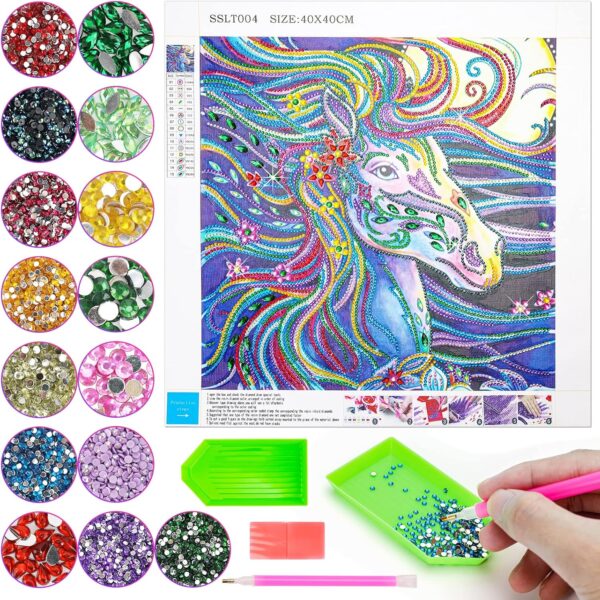 Diamond Painting Horse Gifts for Girls Boys Women Teenage: 5d Crystal Gem Arts and Crafts for Kids Girls Boys Ages 8-12, Diamond Painting Boys Girls Toys 8-10 10-12 Years Old Birthday Moving Gift - Image 2