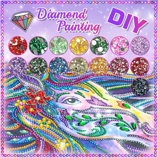 Diamond Painting Horse Gifts for Girls Boys Women Teenage: 5d Crystal Gem Arts and Crafts for Kids Girls Boys Ages 8-12, Diamond Painting Boys Girls Toys 8-10 10-12 Years Old Birthday Moving Gift - Image 4