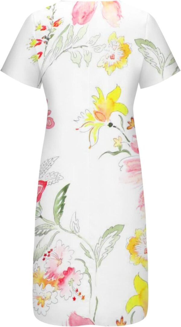 Women's Dresses for Plus Size Printed Small V-Neck Loose Short Sleeve Dress Casual Cocktail Dresses Summer - Image 5