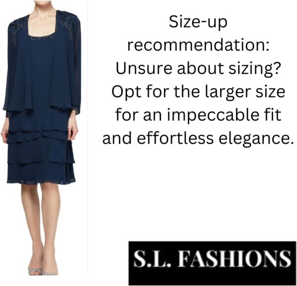 S.L. Fashions Women's Two-Piece Dress with Embellished Jacket (Petite and Regular) - Image 5