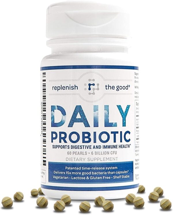 Daily Adults’ Probiotic, 60 Pearls- Vegan Supplement w/ 6 Billion CFU - Supports Digestive Health -Delivers 15x More Good Micro-Organism- Relieves Gas, Bloated Stomach & Acid Reflux - Image 2