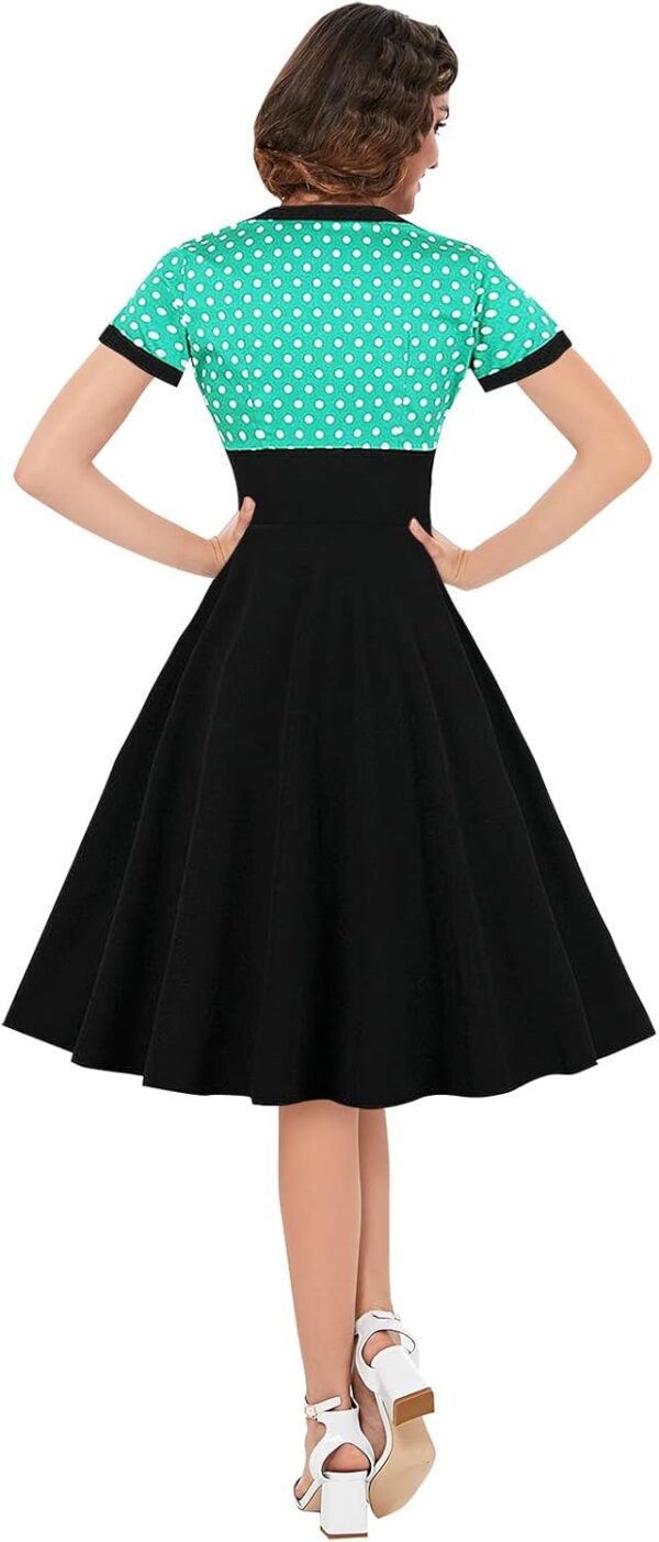 KILLREAL Women's Polka Dot Retro Vintage Style Cocktail Party Swing Dress - Image 3