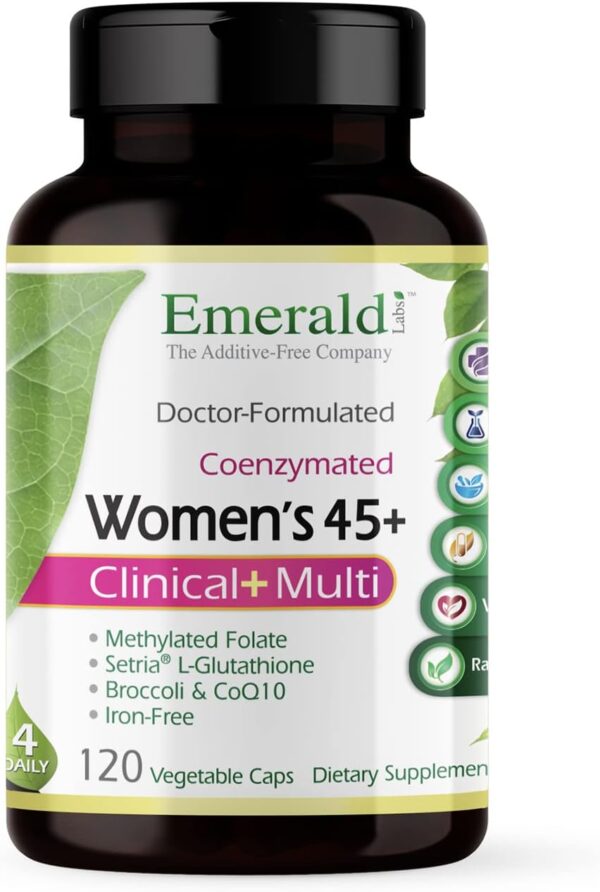 Emerald Labs Women's 45+ Clinical Multi - Multivitamin with CoQ10, B Vitamins, and L-Glutathione for Heart Health, Bone Strength, and Metabolic Function - 120 Vegetable Capsules - Image 2