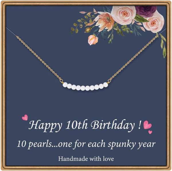 Turandoss 10 Year Old Women Gifts for Birthday - Delicate Pearl Necklace Happy Birthday Gifts for 10 Year Old Women Gifts Ideas for Niece Necklace Birthday Gifts Age 8-10 - Image 2