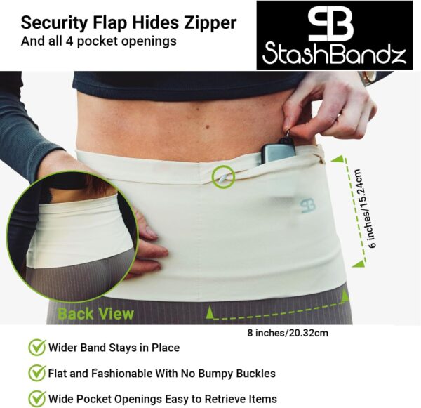 StashBandz Running Belt, Money Belt, Fanny Packs for Women and Men with 4 Large Secure Pockets and Zipper, Unisex Running Phone Holder fits All Size Phones More - Image 6