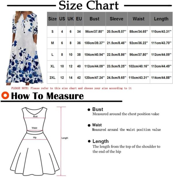 Women's Dresses for Plus Size Printed Small V-Neck Loose Short Sleeve Dress Casual Cocktail Dresses Summer - Image 7