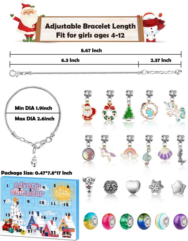 Girls Advent Calendar 2024, Charm Bracelets Making Kit for Kids Christmas Countdown Calendars 24 Days Xmas Jewelry Making Kit for Girls 6-7, Teens Teenagers Girl 8-12 & Women Arts and Crafts Gift Toys - Image 5